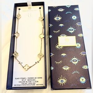 💛House of Harlow 1960 Gold and Mother of Pearl Clover Necklace